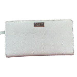 KATE SPADE Wallet Madison Slim Saffiano Leather Pale Blue Bifold LOOK READ